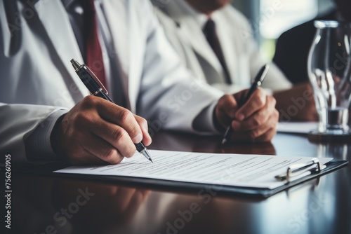 Close-up of a doctor taking notes. Medicine and healthcare concept photo