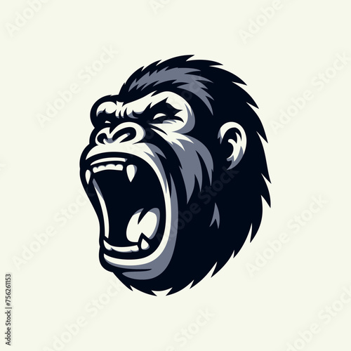 roaring gorilla head vector logo design