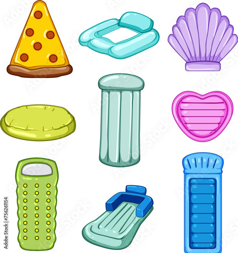 inflatable mattress pool set cartoon. bed surface, water above, float top inflatable mattress pool sign. isolated symbol vector illustration