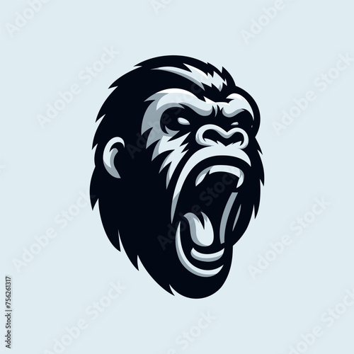 roaring gorilla head vector logo design