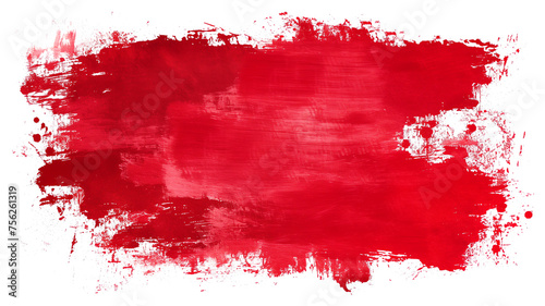 red paint texture brush strokes isolated on transparent background