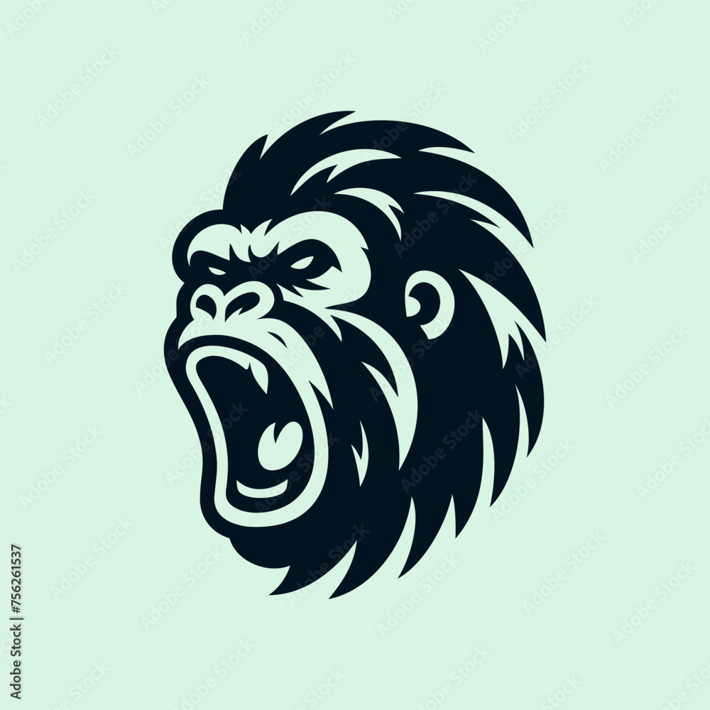 roaring gorilla head vector logo design