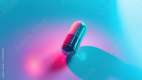 Concept of AI Enhanced Medicine Pills for Future Healthcare on blurred background