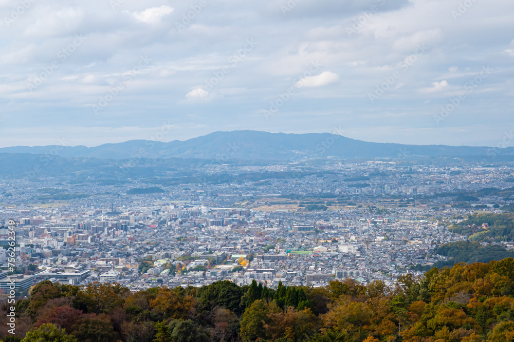 Obraz premium 奈良の若草山頂上から見える景色