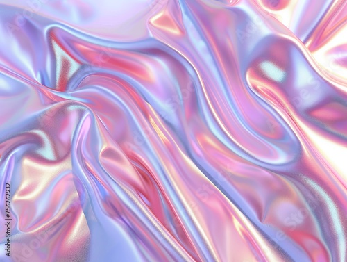 Abstract iridescent silk texture with smooth waves and pastel colors