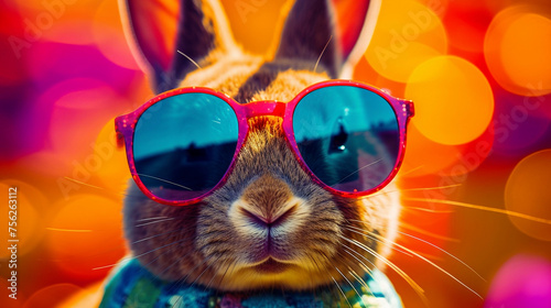 happy rabbit with funny sunglasses