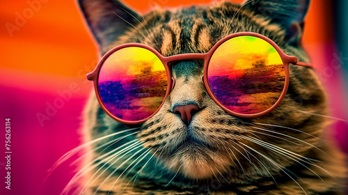 happy cat with funny sunglasses