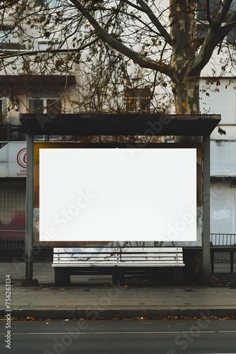 Blank poster on a bus station.