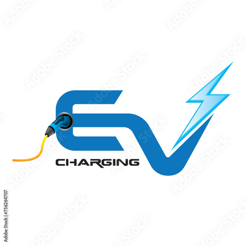 Concept logo EV charging design for creative inspire, template vector
