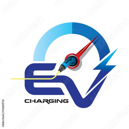 Concept logo EV charging design for creative inspire, template vector