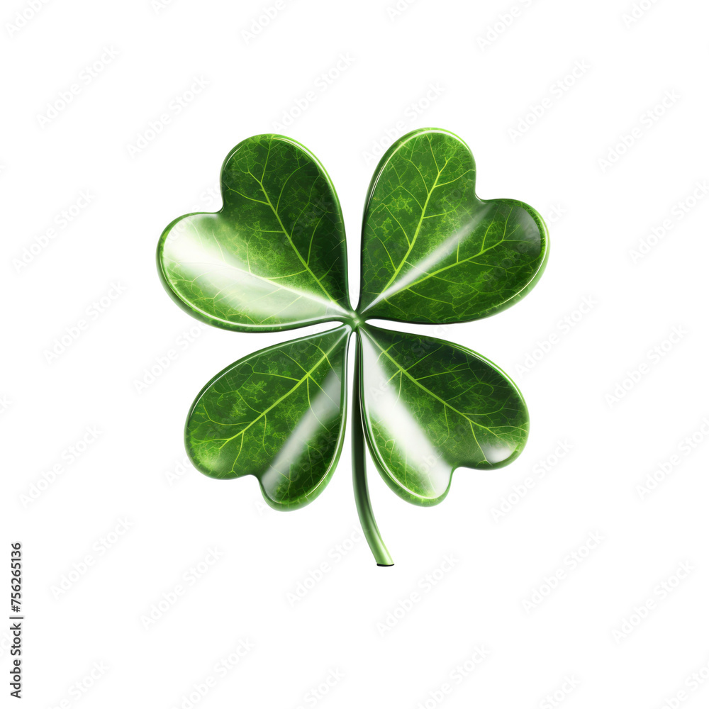 Shamrock four leaf clover isolated on the transparent background cutout Shamrock four leaf clover isolated on the transparent background cutout