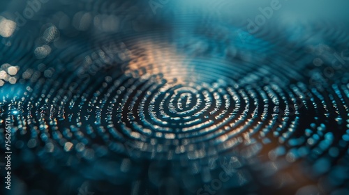 A close up of a fingerprint with a blue background