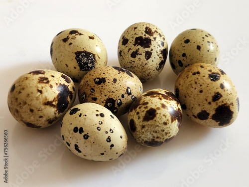 Quail eggs. Group of quail eggs on a white background