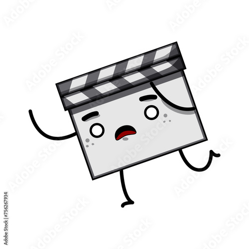movie clapper board character cartoon. film slate, clap clap, director action movie clapper board character sign. isolated symbol vector illustration