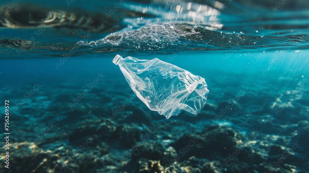 Fototapeta premium Garbage, plastic in the ocean.