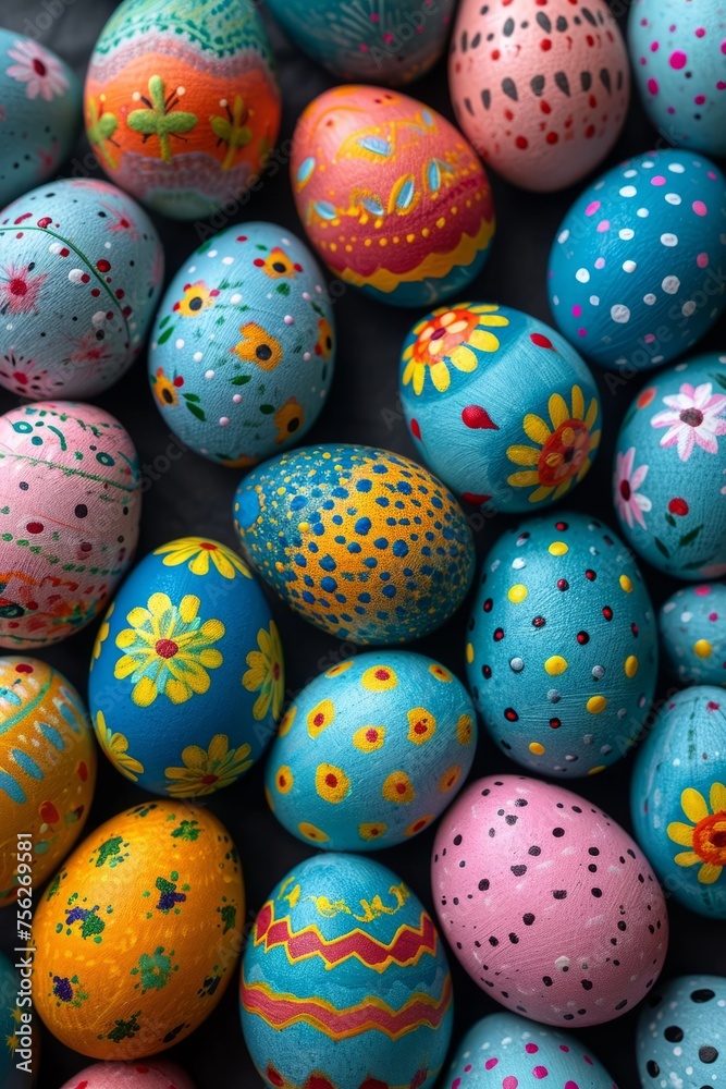 View of colorful easter eggs. Easter celebration. View of colorful easter eggs. Easter celebration.