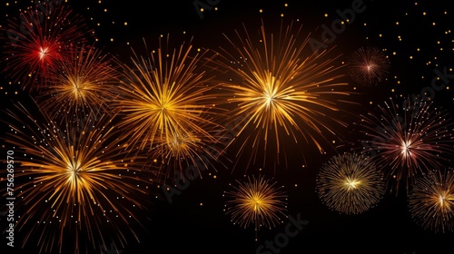 Festive firework salute burst isolated on a black background.