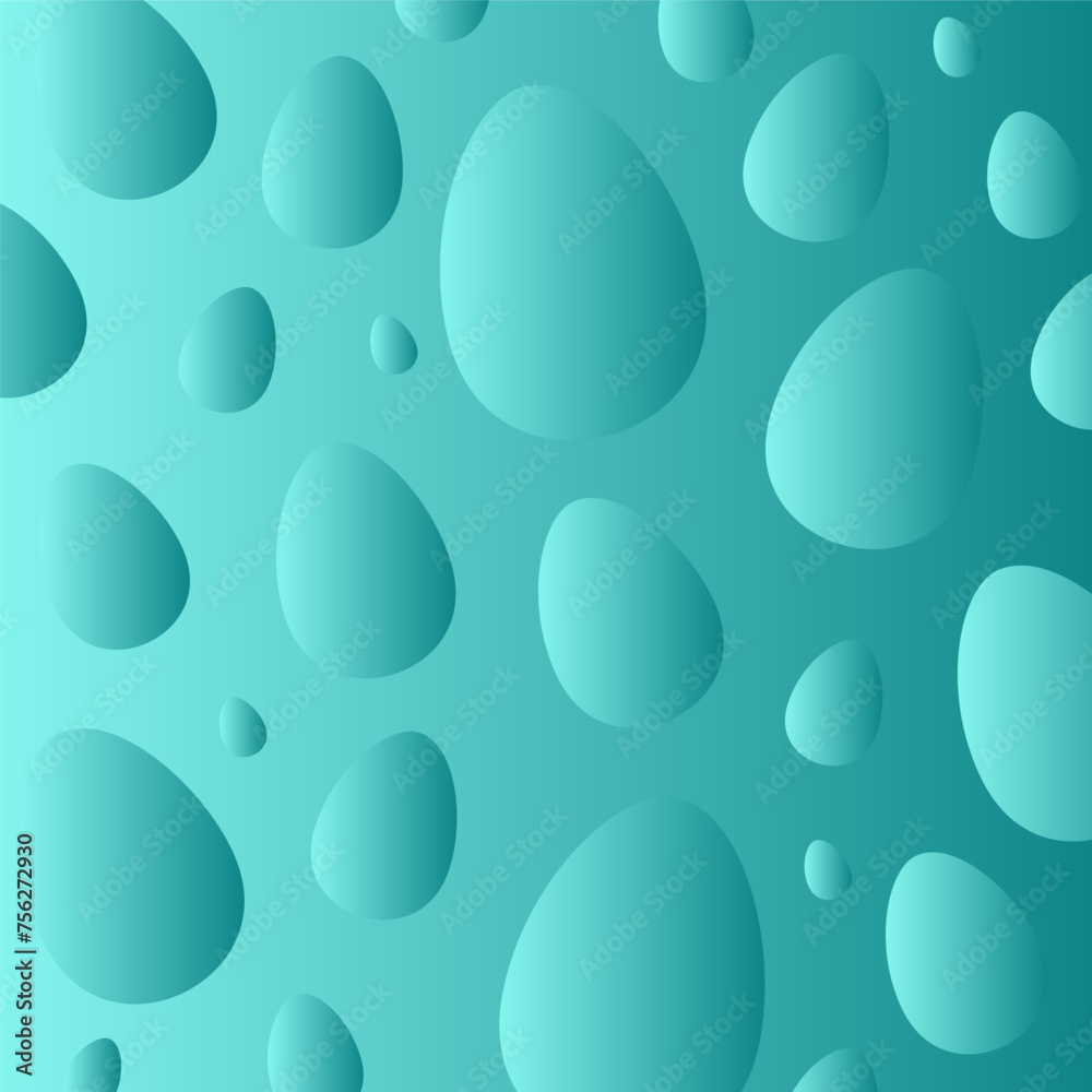 Square Easter mint background with eggs for text. Clipart in flat style. Vector for design