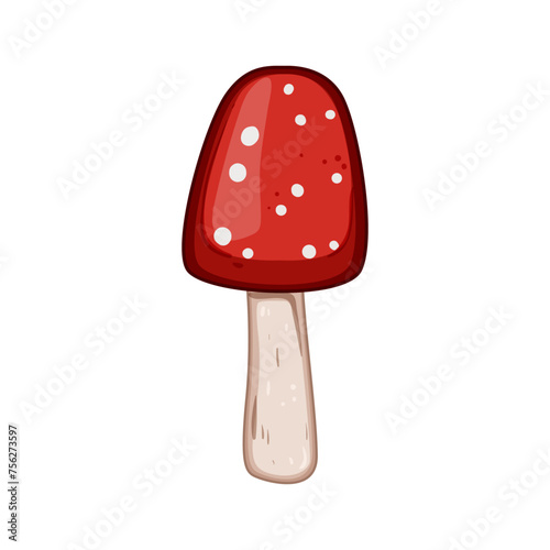 muscaria fly agaric cartoon. spring red, forest autumn, simple toadstool muscaria fly agaric sign. isolated symbol vector illustration