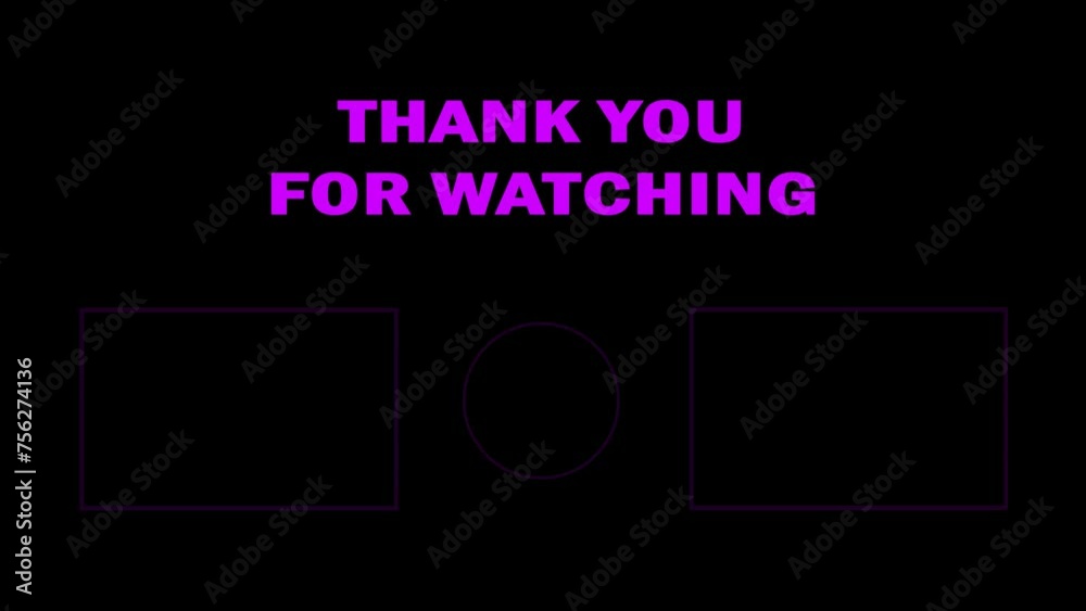 4K template for video end screens on social media. Minimalist neon circle and rectangle animation. Preview recommended video channels