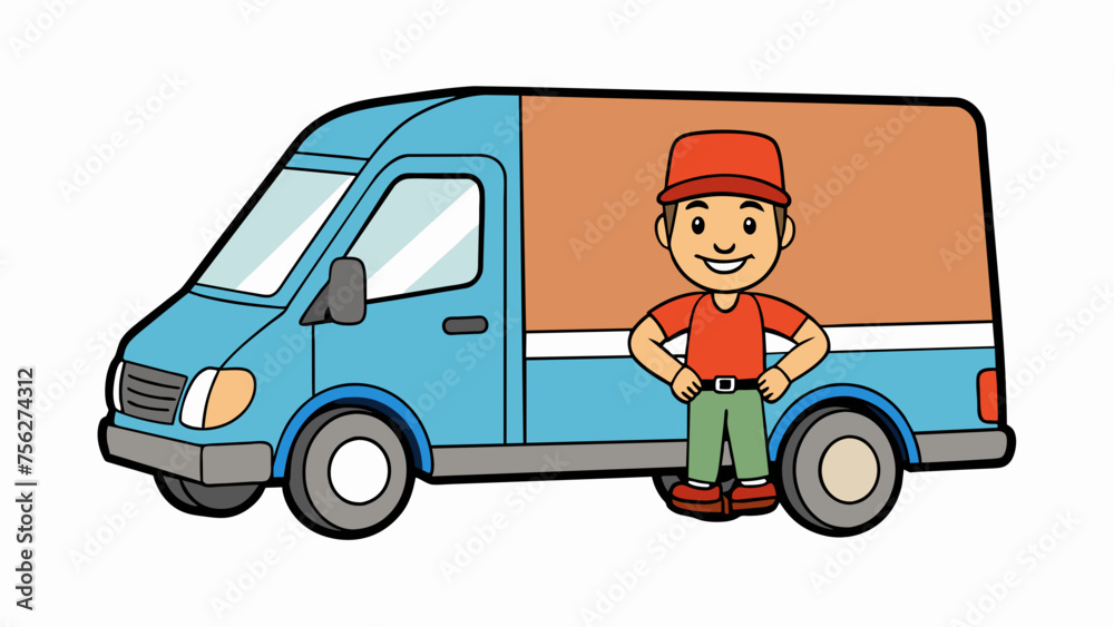 Efficient Delivery Vector Illustration of a Van with Driver for Seamless Logistics