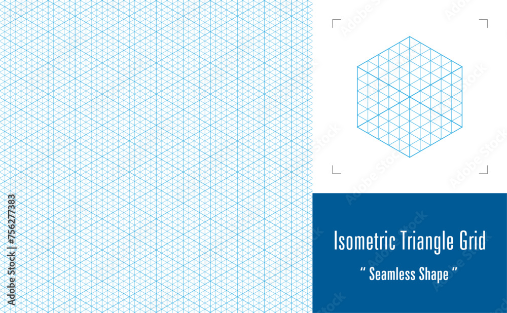 『 アイソメトリック シームレスシェイプ 』 ( スウォッチに六角形タイルで登録すると、サイズ調整可能な美しいグリッドパターンを作成可能。） “ Isometric Seamless grid shape ”  - obrazy, fototapety, plakaty 