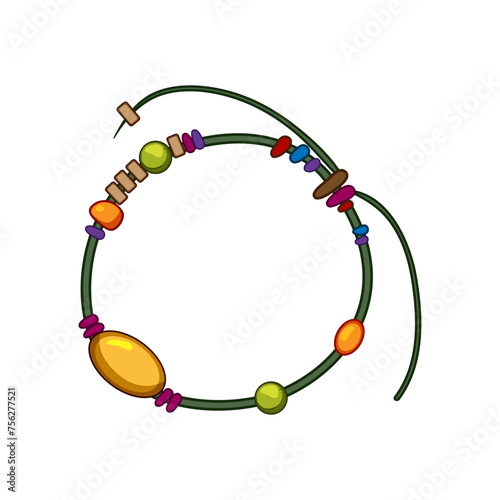 girl hippie friendship bracelets cartoon. festival thread, american jewelry, diy plastic girl hippie friendship bracelets sign. isolated symbol vector illustration