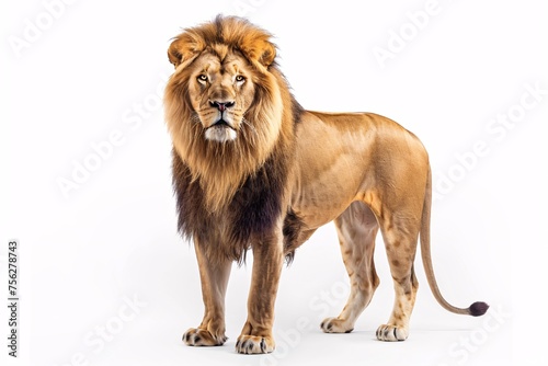 a lion standing on a white background