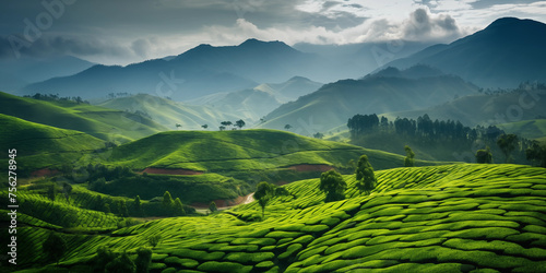 Mountain tea plantation photo