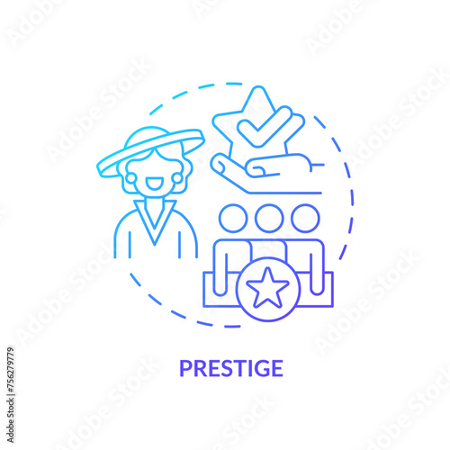 Prestige blue gradient concept icon. Aspect of social stratification. High society. Upper class. Societal status. Round shape line illustration. Abstract idea. Graphic design. Easy to use in article