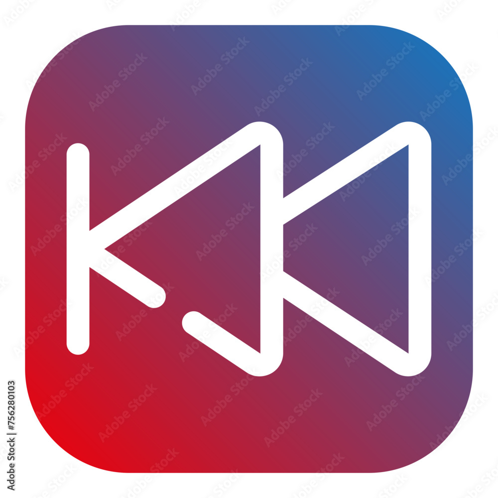 Rewind Multimedia Glyph Icon Color Red and Blue Rewind Multimedia Glyph Icon Color Red and Blue