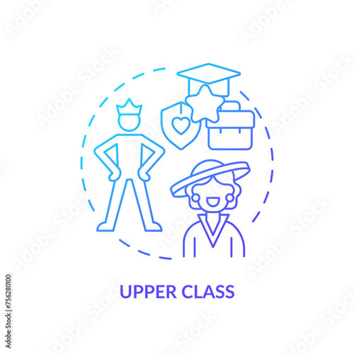Upper class blue gradient concept icon. Class system. Richest members of society. Affluent lifestyle. Round shape line illustration. Abstract idea. Graphic design. Easy to use in article