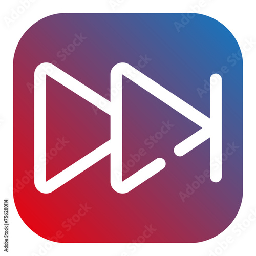 Fast Forward Multimedia Glyph Icon Color Red and Blue