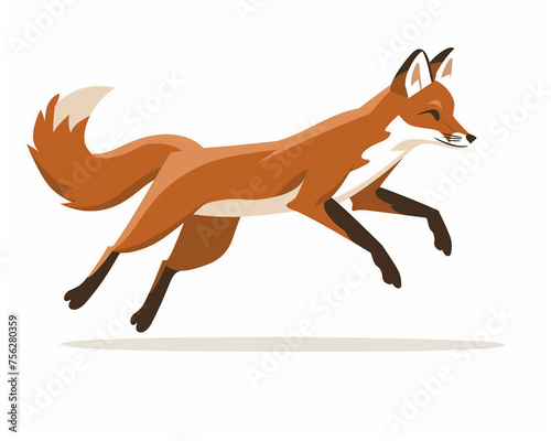 Stylized Illustration of a Charming Brown Fox Jumping on a White Background for Company Logo