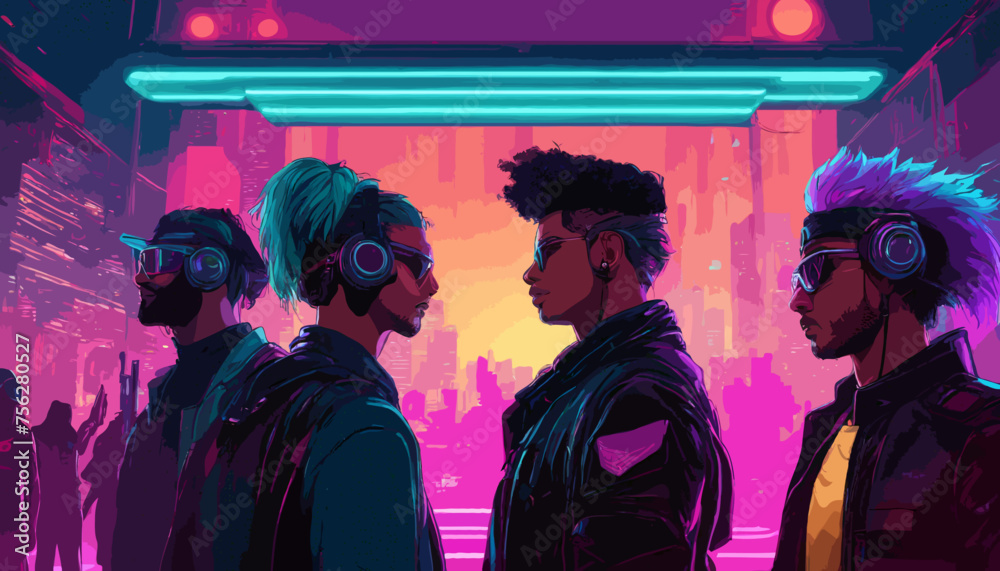 Vier Party - Peoples in Neon - Punk mit moderner Kommunikationstechnologie. Vier Party - Peoples in Neon - Punk mit moderner Kommunikationstechnologie.