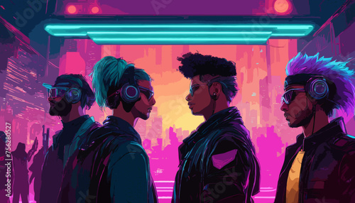 Vier Party - Peoples in Neon - Punk mit moderner Kommunikationstechnologie.