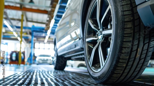 Car maintenance and care services Tires in a car repair center Tire distributor customers © ORG