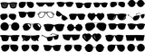 Sunglasses vector collection, modern vintage styles, fashionable eyewear silhouettes, black sunglasses illustration, white background, perfect for fashion designs, icons, graphics