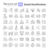 Social stratification linear icons set. Class system. Social hierarchy. Socioeconomic disparity. Customizable thin line symbols. Isolated vector outline illustrations. Editable stroke
