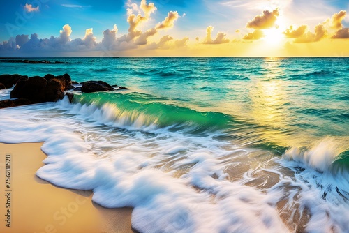 Waves in Maldivian Seaside (JPG 300Dpi 10800x7200)