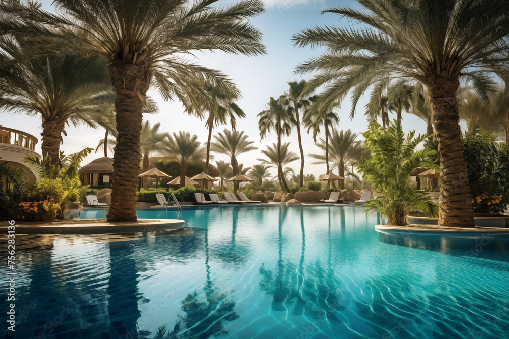 Swimming pool at tropical resort