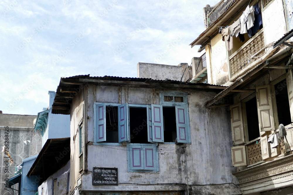 Alleyway in the old town of Ahmedabad, India