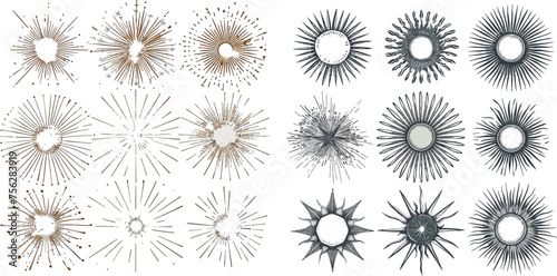 Radiant star burst isolated vector icons set