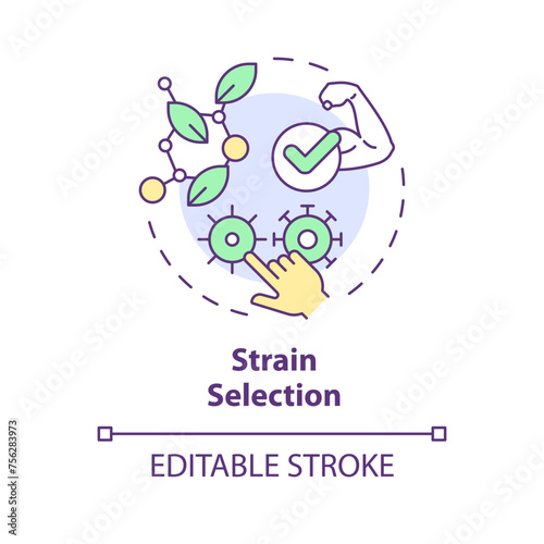 Strain selection multi color concept icon. Selective agriculture, seed modification. Genetic modification. Round shape line illustration. Abstract idea. Graphic design. Easy to use in blog post