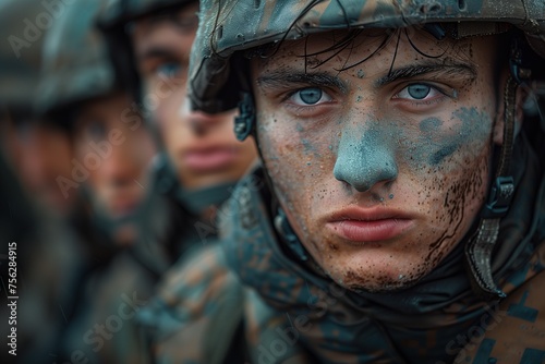 Close-up of Group of Soldiers on MKU NATO Peacekeeping Operations © Jelena