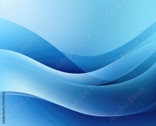 Blue background vector presentation design template with abstract curved lines and soft light