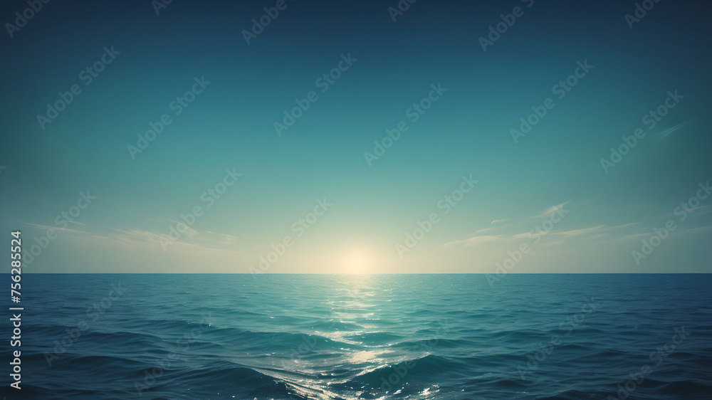 Fototapeta premium blue sea sky , color gradient rough abstract background shine bright light and glow template empty space , grainy noise grungy texture