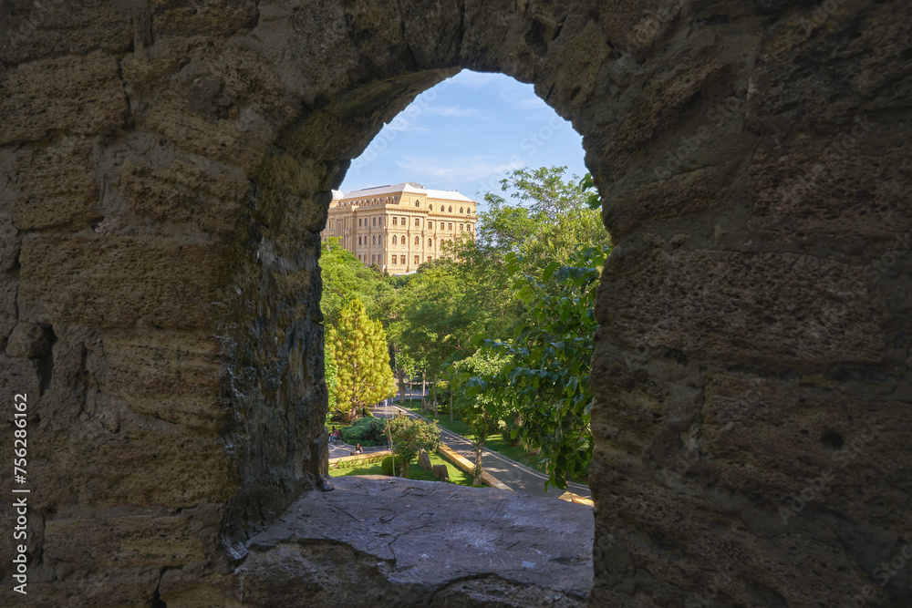 View from the fortress wall at the Baku city