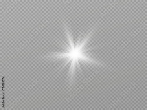 Bright Star. a set of lighting effects  including glare and explosions. Transparent shining sun  bright flash. Vector sparkles. To center the bright flash. Transparent shining sun  bright flash.