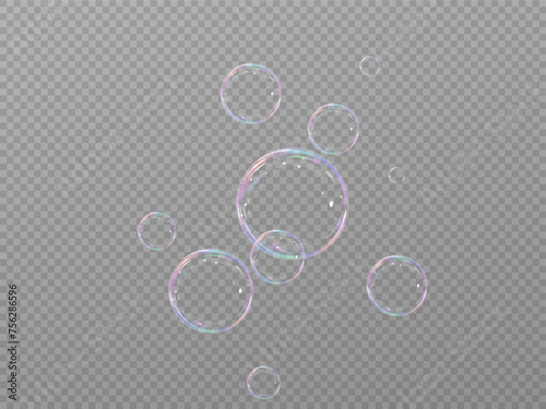 	
Realistic soap bubbles.Flying bubbles on a transparent background.	
